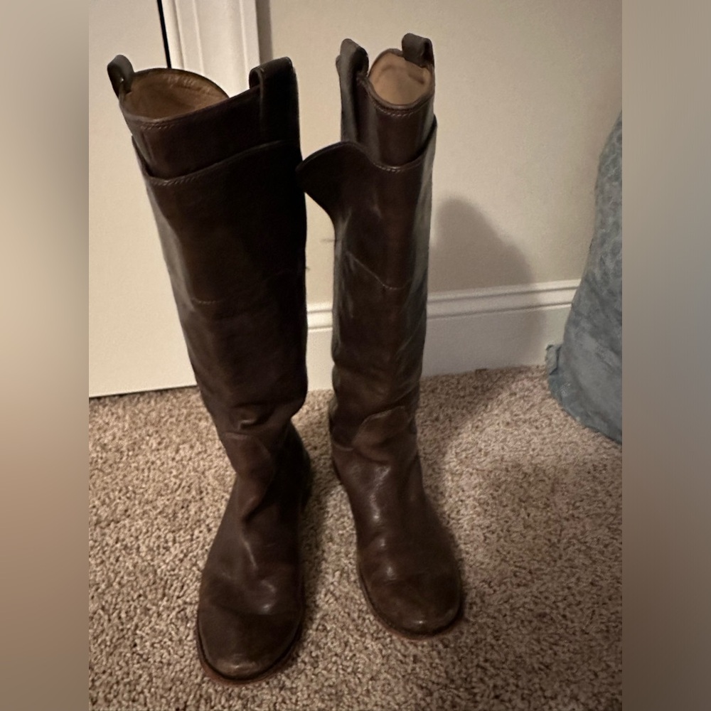 Frye Paige Tall Brown Leather Knee High Western Riding Boots Womens 7